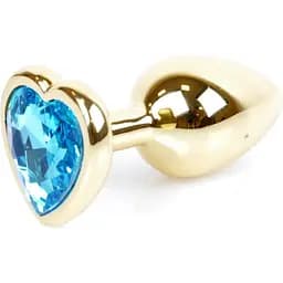 Анальна пробка Boss Of Toys Boss Series - Jewellery Gold Heart Plug Light Blue S, BS6400040, Золотий / Голубой