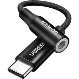 Перехідник USB Type-C для 3.5 mm Ugreen AV161 з DAC chip аудіоадаптер для навушників Black (50631)