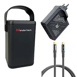 Комплект Повербанк WonderTech O2 Project 60000 мАг 65W + Кабель гумовий Remax RC-C032 + Швидка GaN зарядка Remax RP-U108