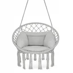 Крісло-гойдалка 4FIZJO Boho Dream 80 см з подушкою, підвісна, плетена Grey (P-5905973404532)