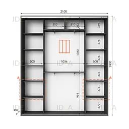 Шафа-купе Idea серія 3 210 x 45 x 240 см Антрацит - мініатюра 2