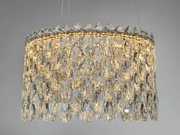 Підвісна кришталева LED люстра Diasha 582/400G золото 37 см 52 W 3 режими світла - мініатюра 2