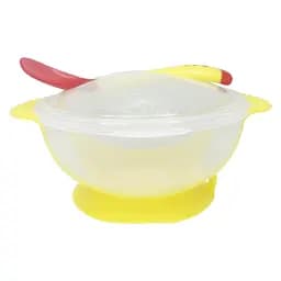 Тарілка на присосці прозора MGZ-0100(Yellow) з термоложкою та кришкою - мініатюра 2