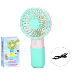 Портативний ручний вентилятор Bambi MK 5609(Turquoise) з підставкою, 15,5 см, USB - мініатюра 2