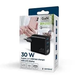 Зарядний пристрій Gembird 2хUSB-A (QC3.0 18W) + 1хType-C (PD20W) LCD black (TA-UC-PDQC30LCD-BK-02) - мініатюра 8
