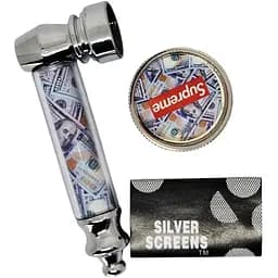 Трубка курильна + гриндер для подрібнення тютюну HL-YD-305 Supreme Долар Silver (16621)