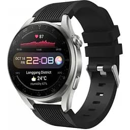 Ремінець для Huawei Watch 3 Pro Classic Titanium - чорний силікон розмір L ширина кріплення 22мм Watchbands Galaxy (WB001-HUAWEI-GALAXY-BL3CL)