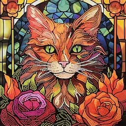 Алмазна мозаїка Strateg ПРЕМІУМ Кіт зі смарагдовими очима розміром 30х30 не повна викладка (DEEX16303)