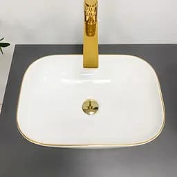 Умивальник VBI Ravenna white gold Edge накладний VBI-011218, Золотий - мініатюра 5
