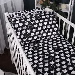 Простирадло MirSon Kids Time 17-0673 Monochrome Meows 60х120 см на резинці бязь висота 10 см (2200010185423)