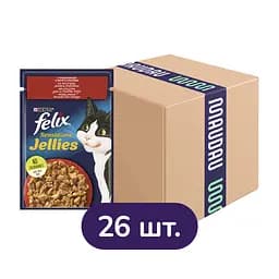 Влажный корм для кошек Felix Sensations с говядиной и томатами 2.21 кг (26 шт. х 85 г)