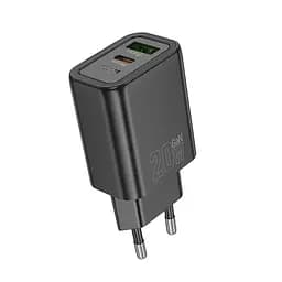 МЗП Hoco N61 Gentle PD20W+QC3.0 (1USB-A/1C) + кабель Type-C to Type-C Black - мініатюра 3