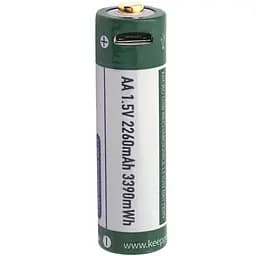 Акумулятор Keeppower AA 14500 1,5В 2260 mAh з microUS (Зелений з білим) - мініатюра 3