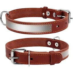 Нашийник Collar зі світловідбиваючою стрічкою, 32-40х2 см, коричневий