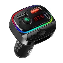 Автомобильный FM ФМ-модулятор С14, bluetooth 5.0, трансмиттер, быстрая зарядка QC 3.0