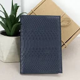 Обложка на паспорт кожаная 07115 синий питон