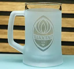 Пивний келих 660 мл ФК Шахтар Донецьк з гравіюванням подарунок для фаната ФК  футбольний кухоль