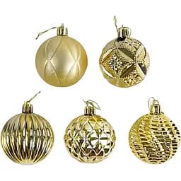 Набір новорічних прикрас 36 іграшок на ялинку різних текстур, золотого кольору (161576)
