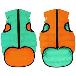 Курточка для собак AiryVest Lumi двостороння світиться в темряві розмір XS 22 салатово-помаранчева  