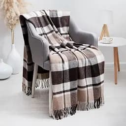 Плед вовняний Vladi Метро 200х220 біло-бежево-коричневий 1