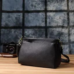 Класична жіноча сумка з жорстким дном із натуральної шкіри Vintage 22987 чорна - мініатюра 10