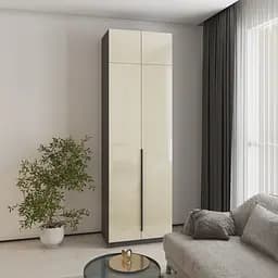 Шкаф 2-дверный с антресолью MebelStar Оскар Gloss BL-B, комплект полок 80x52x260 см Антрацит/Альмонд (MBS-5361)