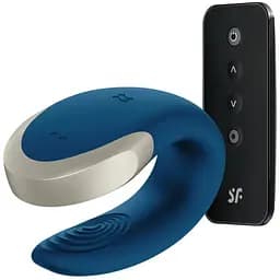 Вибратор для пар Satisfyer Double Love 8.6 см синий
