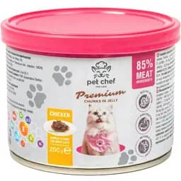 Вологий корм для котів Pet Chef шматочки в желе з куркою 200 г