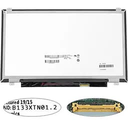 Матриця 13.3 B133XTN01.2 1366х768, 30pineDP, LED, SLIM вертикальні вушки, глянцева, роз'єм праворуч знизу для ноутбука