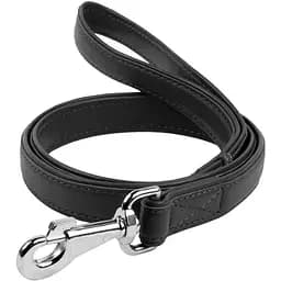 Поводок для собак Waudog Glamour кожаный, черный