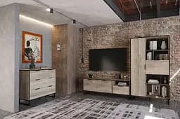 Комод Moreli Forte F-0008 в стилі Loft із трьома ящиками на ніжках 900х812х400 мм Дуб Гранж Пісочний - мініатюра 4