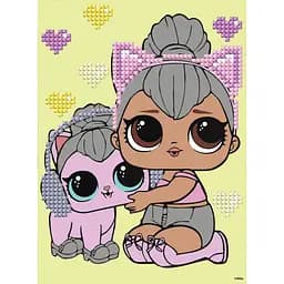 Алмазна мозаїка "L.O.L. Surprise! Kitty Queen With Kitty Kitty" Ідейка AML1206, 15x20 см