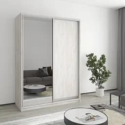 Шкаф-купе двухдверный MebelStar Комбо AL ДСП/Зеркало 150x45x210 см Аляска серый (MBS-2742)