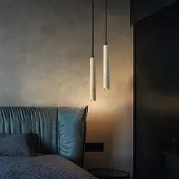 Підвіс Terrazzo Cylinder Long із білим бетонним плафоном 30х6 см Line.F MJ 163-60*300 WT