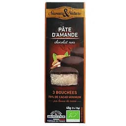 Цукерки Saveurs&Nature Bouchees Pate di Amande, марципанові в темному шоколаді, органічні, 45 г