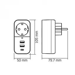Мережевий адаптер Videx Oncord з/з 1п 2.4 A 2 USB+USB-C white (VF-AD1G2U1C-W) - мініатюра 7