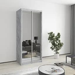 Шафа-купе дводверна MebelStar Стандарт AL 2 Дзеркала 90x60x210 см Бетон (MBS-2548)