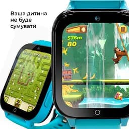 Дитячий GPS-годинник JETIX DF100 Pro Kids з вібродзвінком, 4G відеодзвінком і ліхтариком (Blue) - мініатюра 5