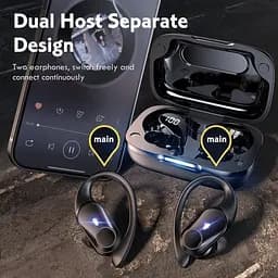 Спортивні бездротові Bluetooth навушники TWS T59, з індикатором заряду і кнопками управління та LED-дисплеєм - мініатюра 8