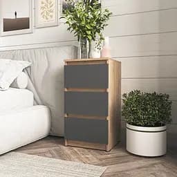 Тумба приліжкова Moreli T-216 на 3 шухляди 400x758x398 мм дуб сонома антрацитовий (mo-t216-sonoma-antracit)