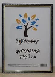 Фоторамка 21Х30, (А4), синя с золотим накатом, 1210А-01719-6 , СТЕКЛО + КАРТОН