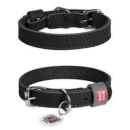 Ошейник для собак кожаный Waudog Classic Ш 12 мм Д 21-29 см черный