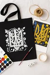 Набор экосумка-раскраска черная «Тризуб» хлопок 240 г/м2 38х42см ROSA Talent