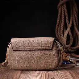 Стильна сумка жіноча з клапаном з натуральної шкіри Vintage 22432 бежева - мініатюра 7