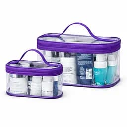 Комплект прозрачных косметичек 2 шт (фиолетовый)