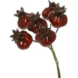 Декоративная ветка с 6 мини-гранатами Бордовый 12.5 см