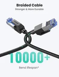 Високошвидкісний інтернет-кабель UGREEN Cat 8 Lan круглий мережевий шнур патч-корд з обплетенням RJ45 1.5 м (NW153) - мініатюра 7