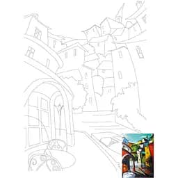 Полотно на картоні з контуром Rosa Start Пейзаж №15 30×40 бавовна акрил