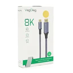Кабель VEGGIEG V-Z637 Type-C (папа)/Display Port(папа), 8K, 2м, Black-gray - мініатюра 3