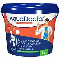 Обеззараживающее средство для бассейна быстрого действия AquaDoctor C-60 хлор-шок 1 кг в гранулах
